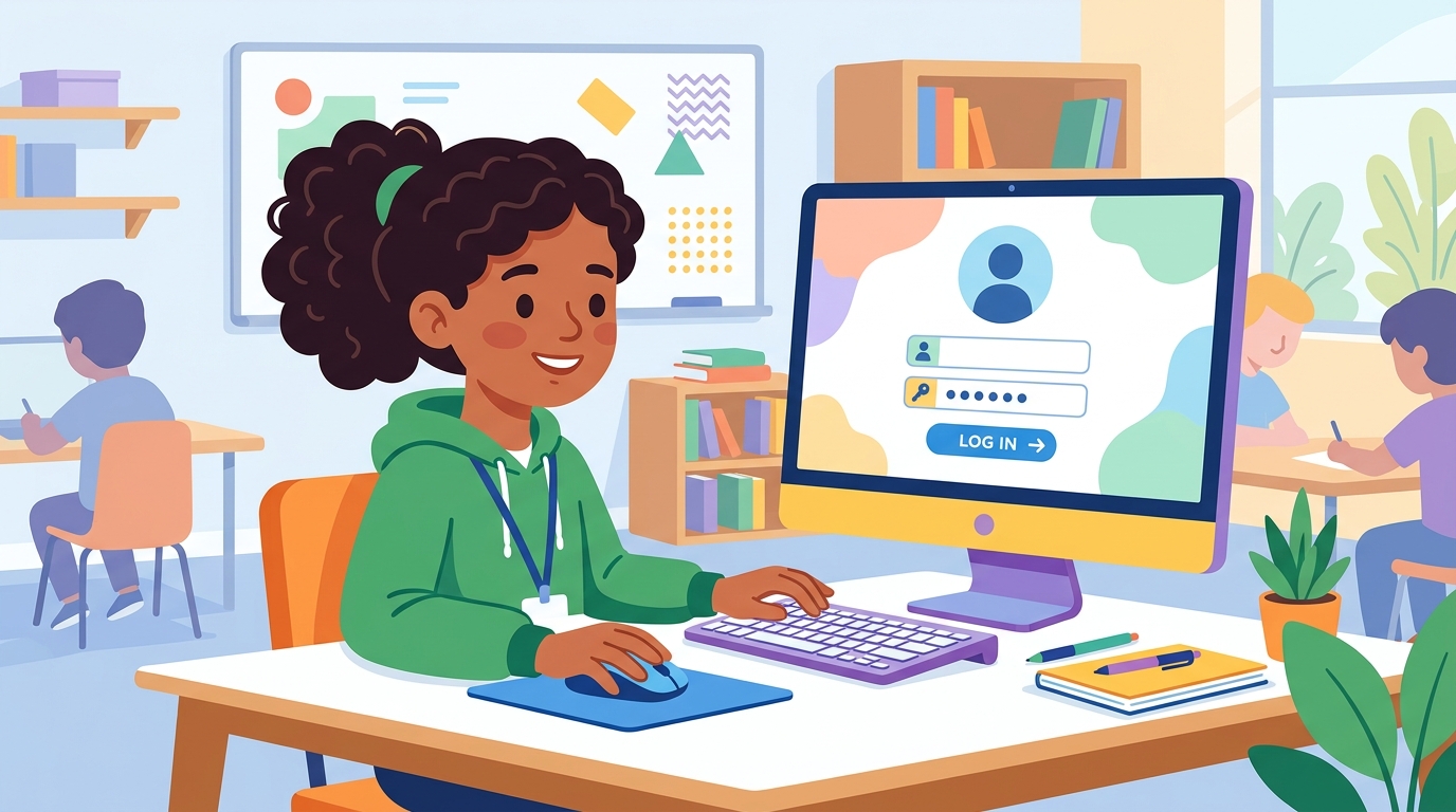 A student successfully logging into the school network.